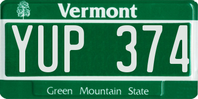 VT license plate YUP374