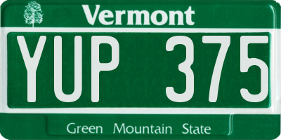 VT license plate YUP375