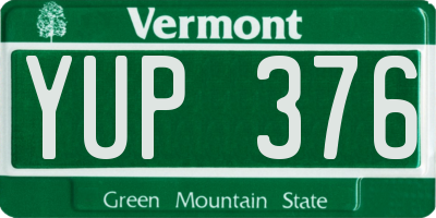 VT license plate YUP376
