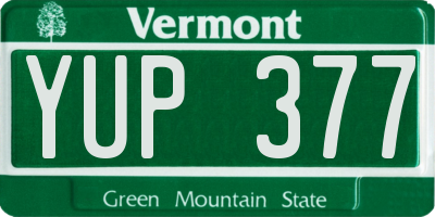 VT license plate YUP377