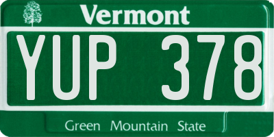 VT license plate YUP378