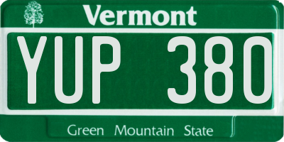 VT license plate YUP380