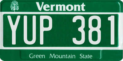VT license plate YUP381