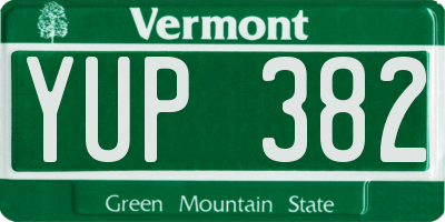 VT license plate YUP382