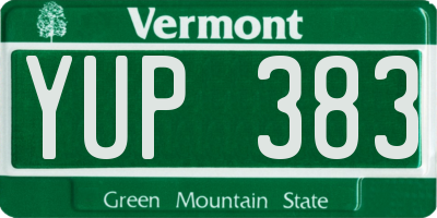 VT license plate YUP383