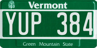 VT license plate YUP384