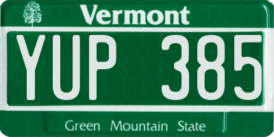 VT license plate YUP385