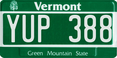 VT license plate YUP388