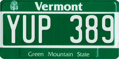 VT license plate YUP389