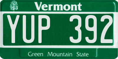 VT license plate YUP392