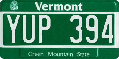 VT license plate YUP394