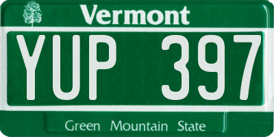 VT license plate YUP397