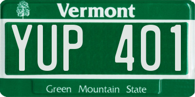 VT license plate YUP401