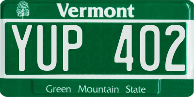 VT license plate YUP402