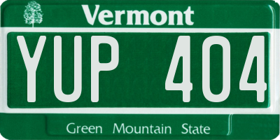 VT license plate YUP404
