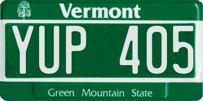 VT license plate YUP405