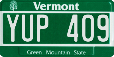 VT license plate YUP409
