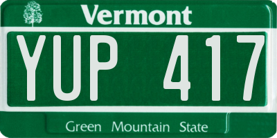 VT license plate YUP417