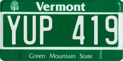 VT license plate YUP419