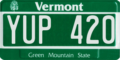 VT license plate YUP420