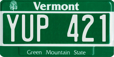 VT license plate YUP421