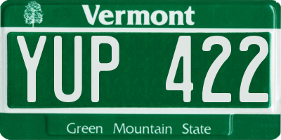 VT license plate YUP422
