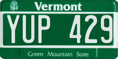 VT license plate YUP429