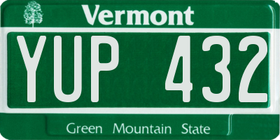 VT license plate YUP432