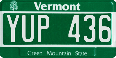 VT license plate YUP436