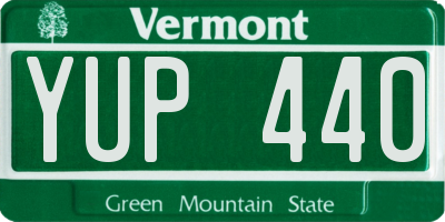 VT license plate YUP440