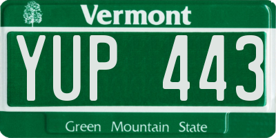 VT license plate YUP443