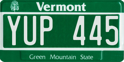 VT license plate YUP445