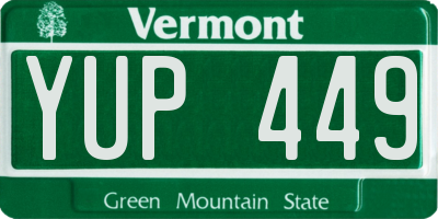 VT license plate YUP449
