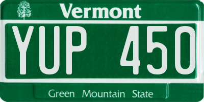 VT license plate YUP450