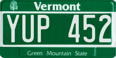 VT license plate YUP452