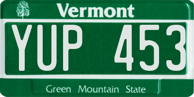 VT license plate YUP453