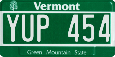 VT license plate YUP454