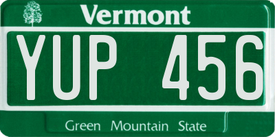 VT license plate YUP456