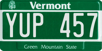 VT license plate YUP457