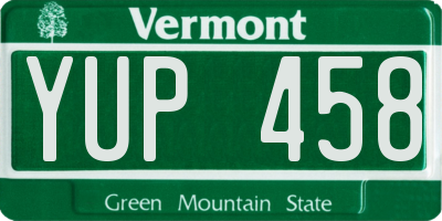 VT license plate YUP458