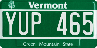 VT license plate YUP465