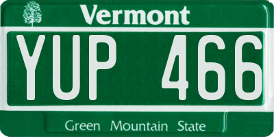 VT license plate YUP466