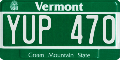 VT license plate YUP470