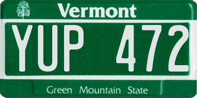 VT license plate YUP472