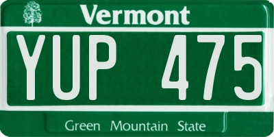 VT license plate YUP475