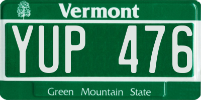 VT license plate YUP476