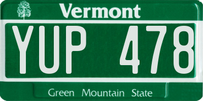 VT license plate YUP478