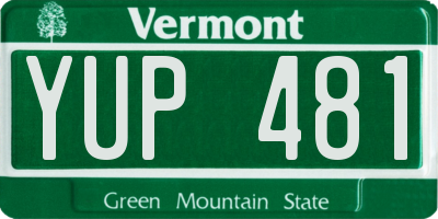 VT license plate YUP481