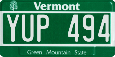 VT license plate YUP494