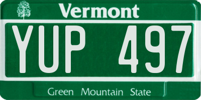 VT license plate YUP497